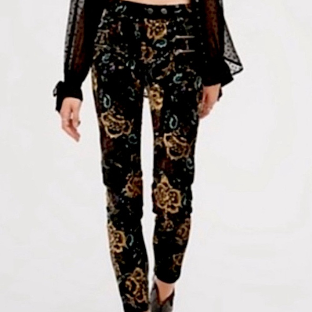 Free People Lennon Velvet Floral Skinny Jeans